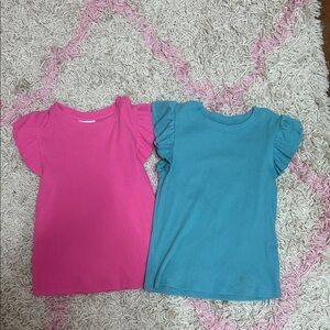 Cat & Jack Girls Flutter Sleeve Tees - Hot Pink & Teal